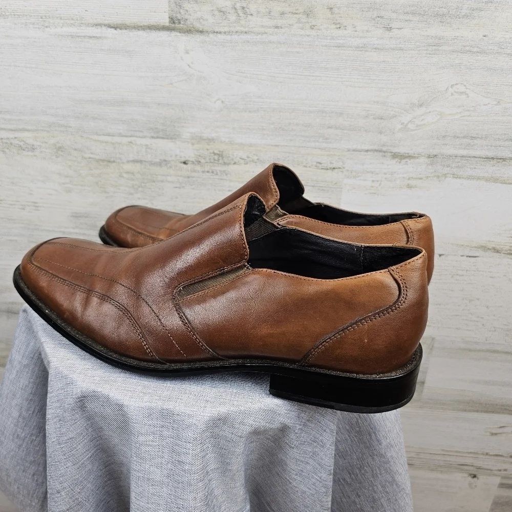 Aston Grey Collection Monterey Leather Loafers Mens Size 9 Cognac Slip On Dressy